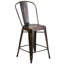 Tabouret de comptoir en métal patiné pour l'intérieur / extérieur de 24 po de hauteur Angelean - noir-651168268-620777400