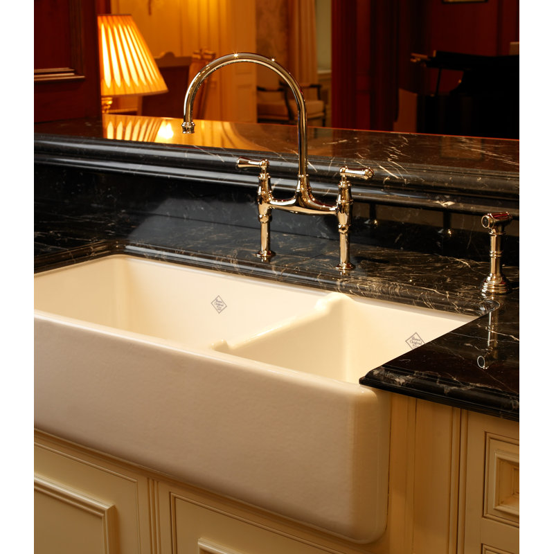 Georgian Era™ Bridge Faucet with Side Spray, Satin English Gold