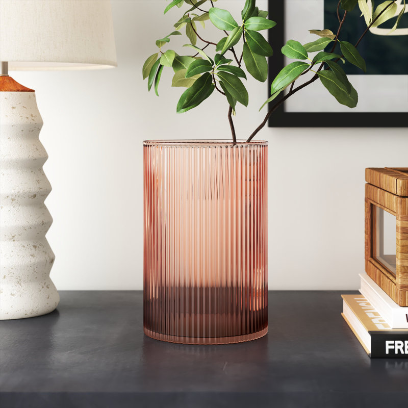 Brigida Handmade Glass Table Vase, 7.5" H x 4.75" W x 4.75" D