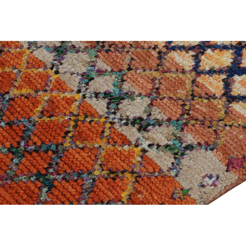 Moroccan Hand Knotted Geometric Area Rug, Runner 2'6" x 8'