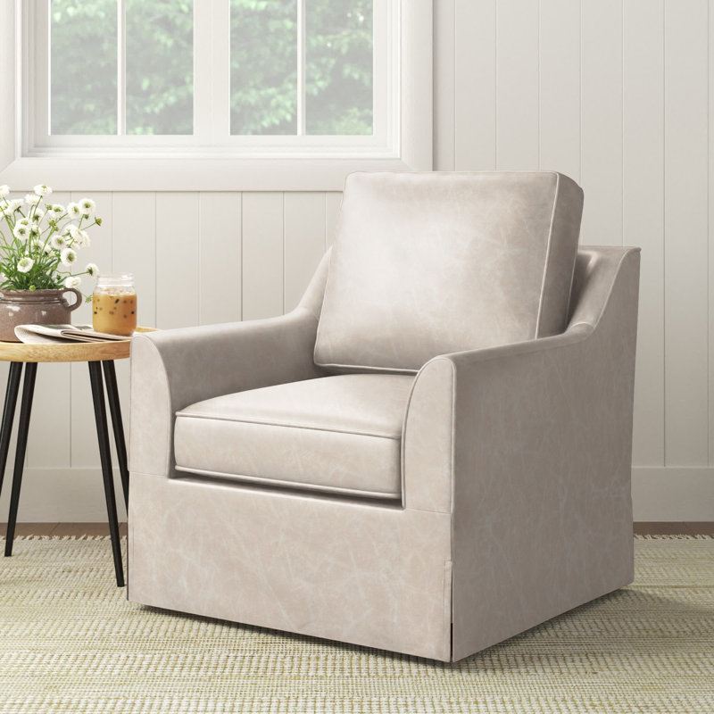 Amarilla Faux Leather Swivel Club Chair, Tan