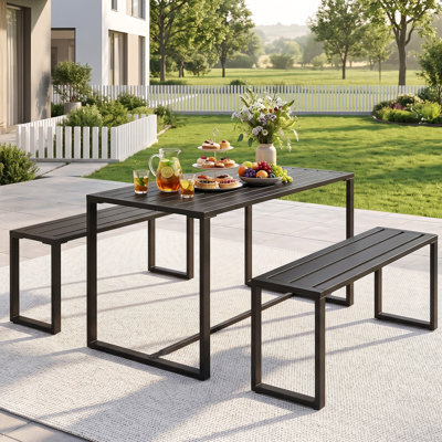 Space-Saving Black Metal Patio Dining Set