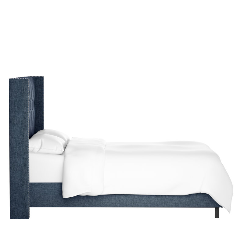 Casstown Upholstered Bed, Twin, Zuma Navy Textured Linen