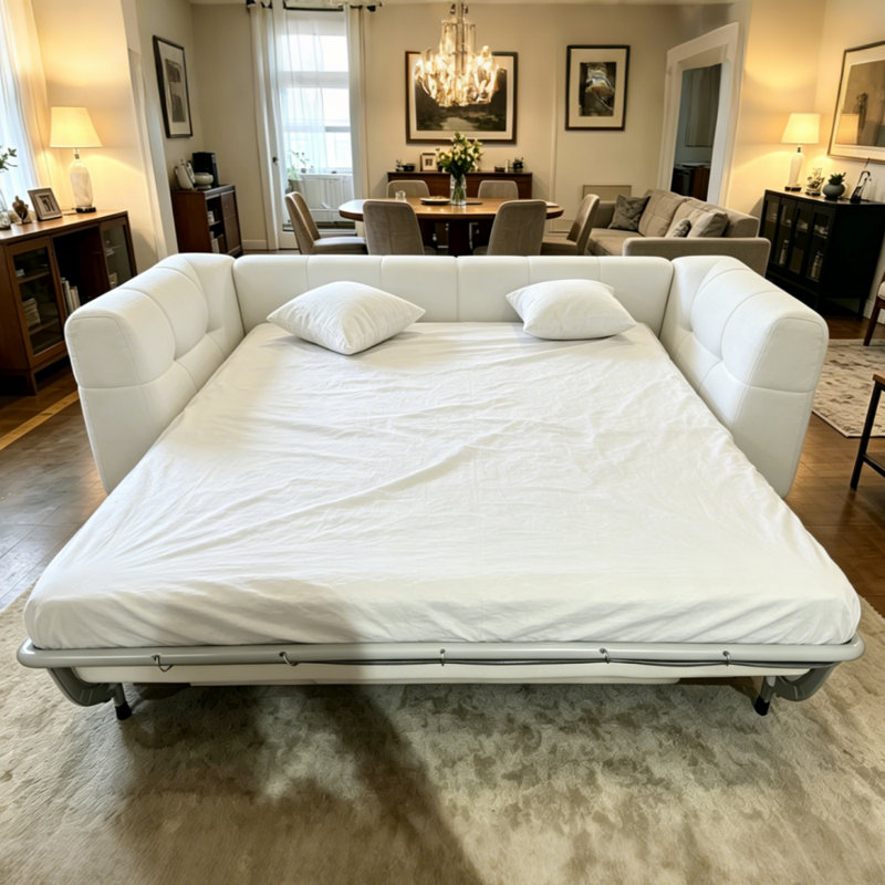 83.8" Elegant Convertible Sofa Bed Chic Design With 3.9" Thick Mattress Space-saving Sleeper Sofa--Arrtle Furniture