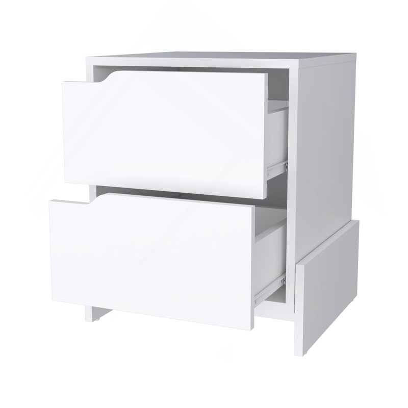 Table de chevet 2 tiroirs blanche Ralston, Blanc