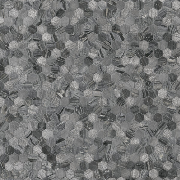 Gravelle Hexagon 12 in. x 12 in. Polished Marble Mosaic Floor and Wall Tile