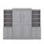 Lit escamotable double avec tablettes et tiroirs de rangement