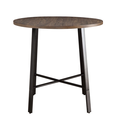 Table rustique industrielle à 4 comptoirs, métal gris et brun bruni, 36 po x 36 po 36 po, placage de pin, sièges pour 4