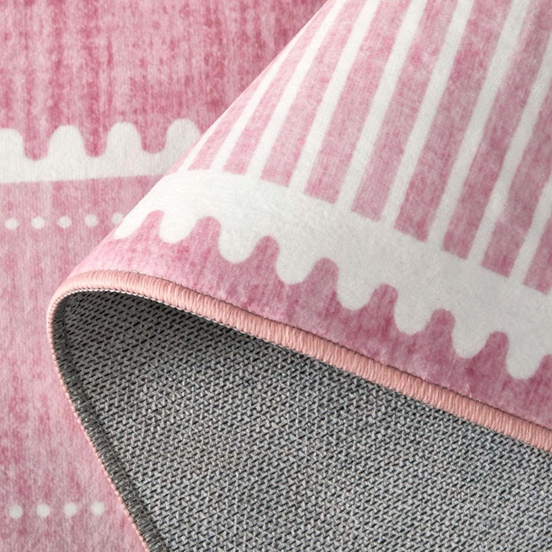 Tapis moderne lavable à la machine, Rose, 10 x 13 pi