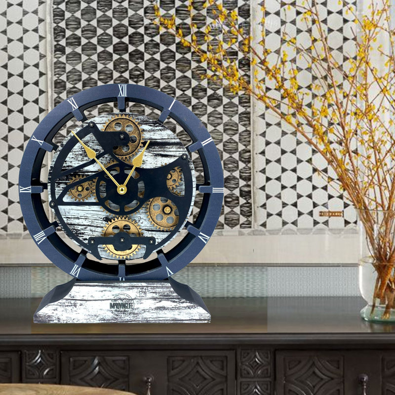Wood Wall Clock, Grey White