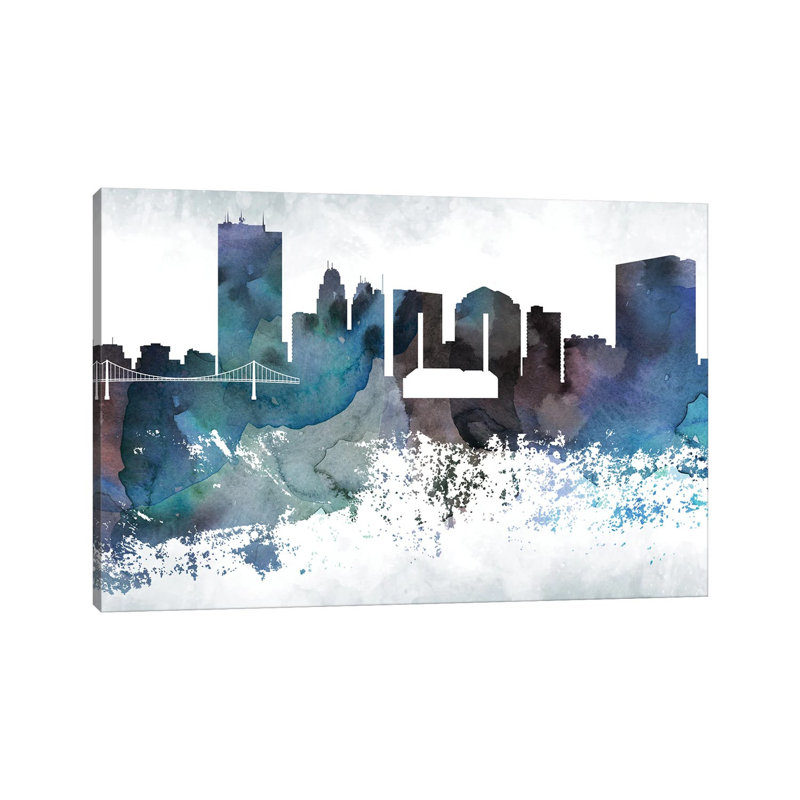 Toledo Bluish Skyline by WallDecorAddict - Wrapped Canvas Painting, 66.04 cm H x 45.72 cm W x 3.175 cm D