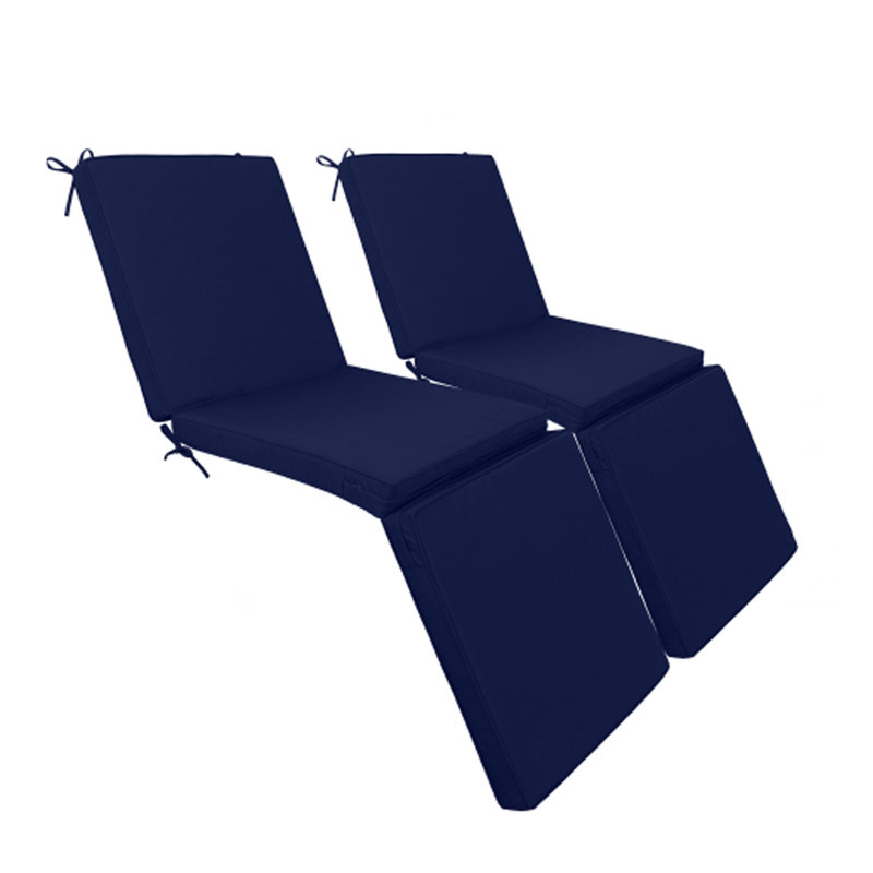 Outdoor Chaise Lounge Cushions Set Of 2 With Hook & Loop Fasteners, Tri-fold Replacement Cushions For Patio Furniture, Water Resistant