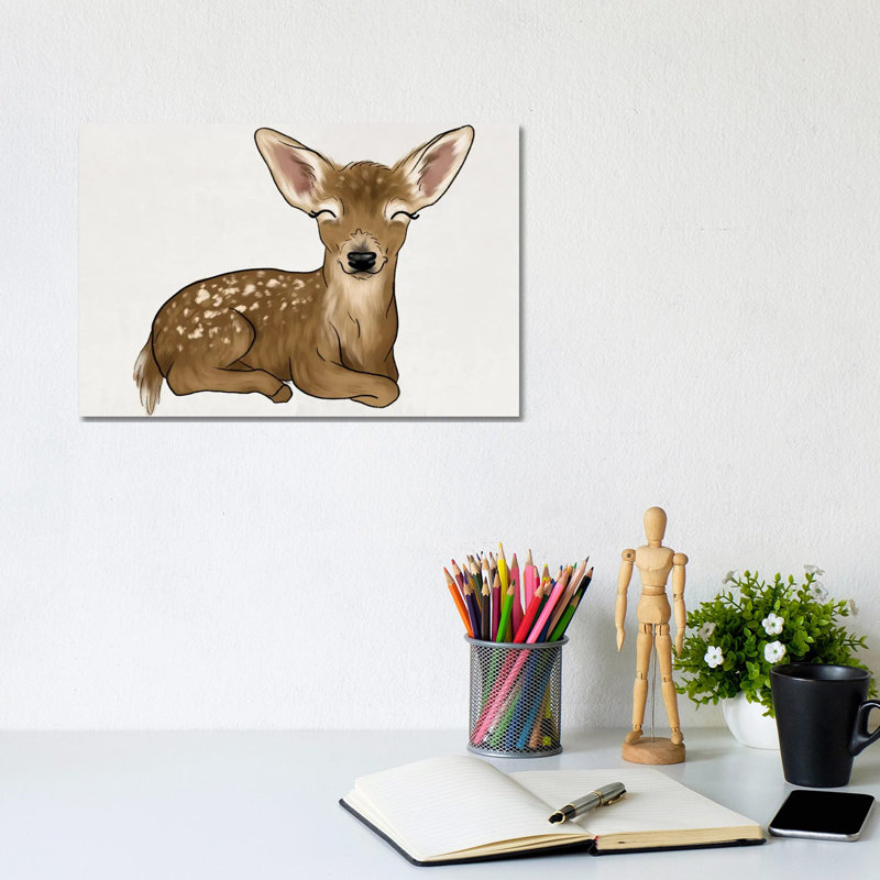 Baby Deer 1 Piece Wrapped Canvas Wall Art, 20.32 cm H x 30.48 cm W