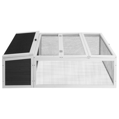 Cage à lapin en bois 50 po avec asphalte imperméable, toit ouvrant et porte latérale