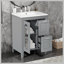 Meuble-lavabo 24 po avec lavabo, meuble-lavabo avec deux tiroirs et porte, tablette réglable, bois massif et panneau de fibres à densité moyenne, gris-693915575