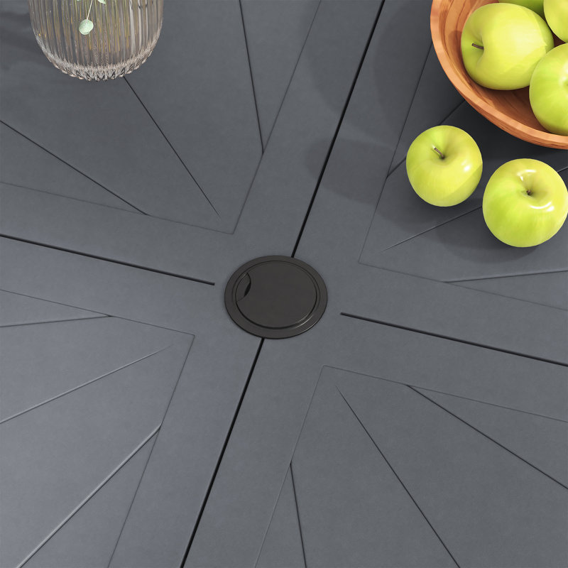 4-Person Aluminum Round Patio Dining Table, Gray, 28" H x 40.6" L x 40.6" W