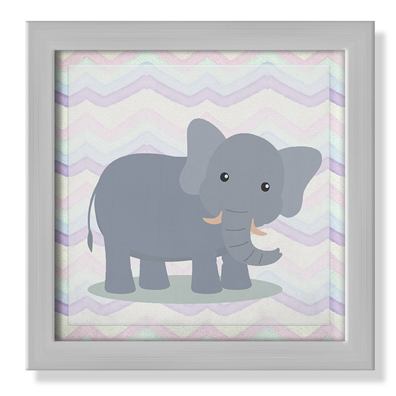 Art de l'éléphant rose, Encadré de boîte argent, H 8 po x l 8 po x P 1,18 po