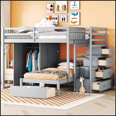 Kayzlie Full-Over-Bunk Bed with Built-In Storage, Perfect for Space-Saving and Stylish Living.