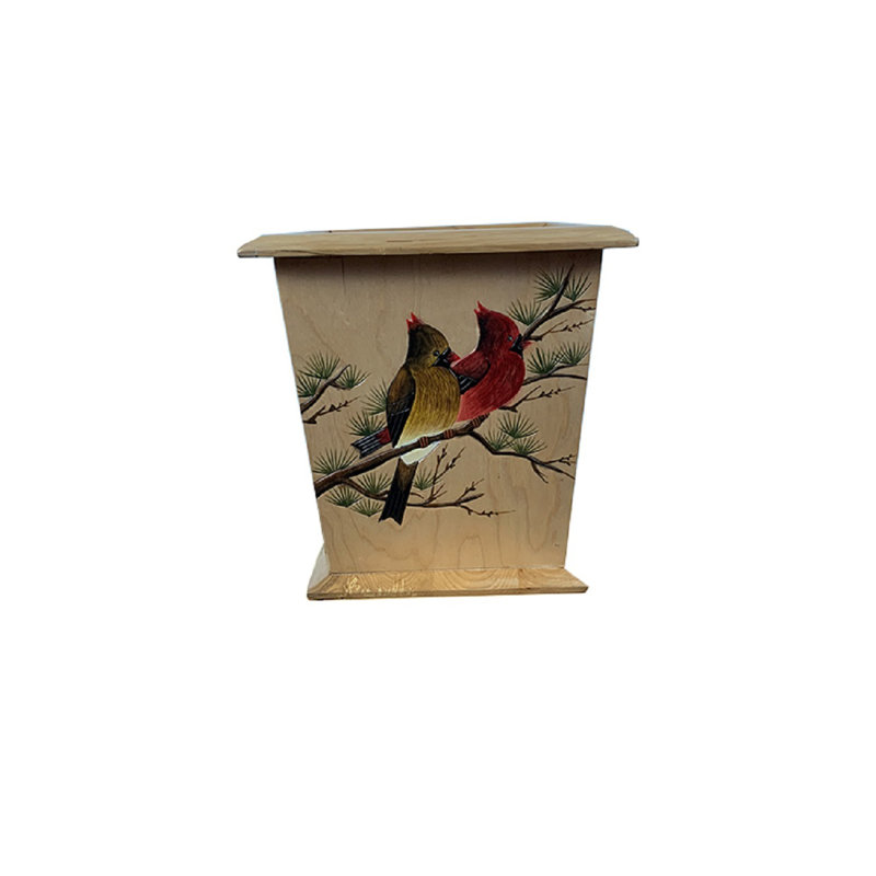 Poubelle en bois massif Lenum Birds