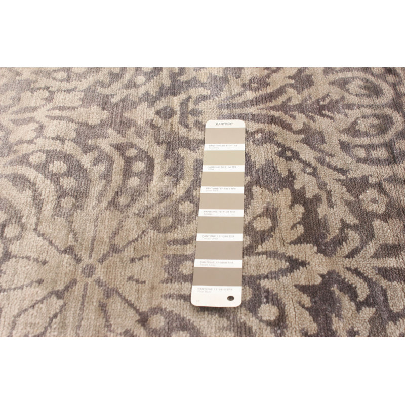 Tapis décoratif en laine de conception unique 5 pi 6 po x 7 pi 11 po noué à la main New Age Ivoire