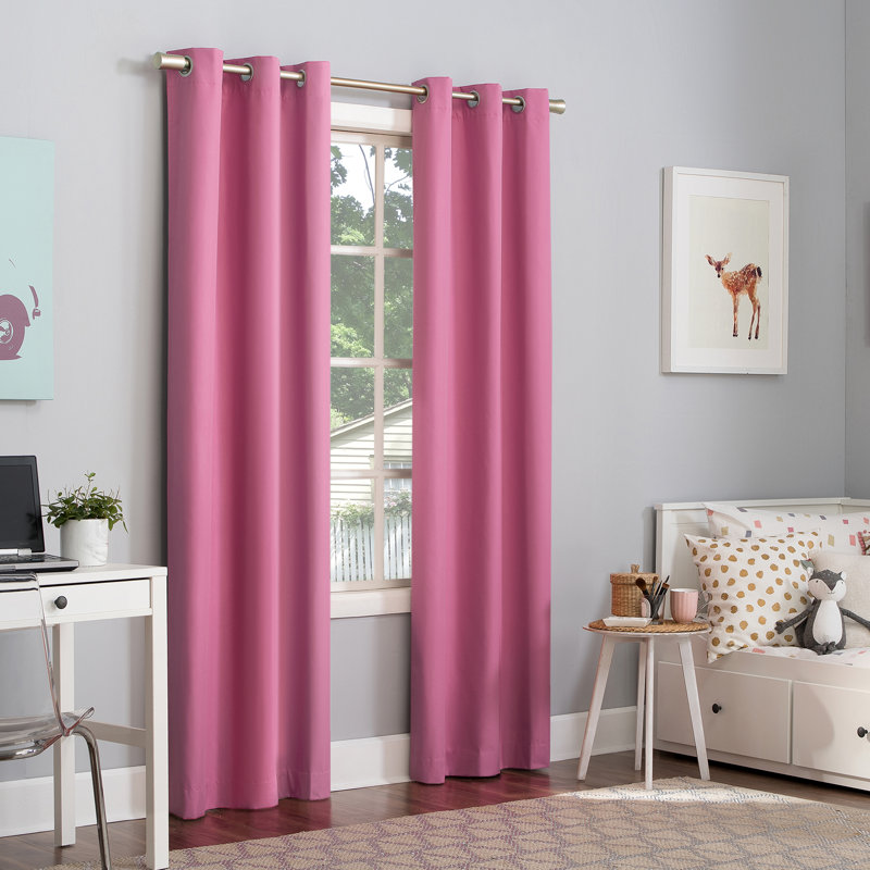 Bright Vibes 100% Blackout Grommet Curtain Panel, Pink, 40" x 84"