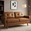 Causeuse 65 po Mid-Century moderne, 2 places, dossier capitonné et pieds en bois-2111873637
