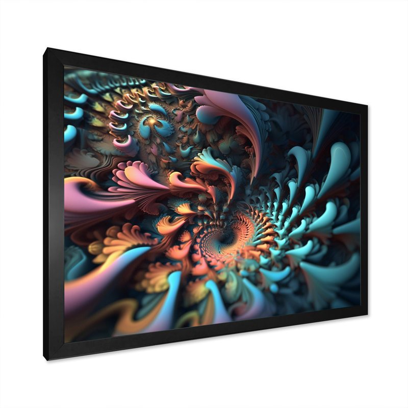 Turquoise et fractale rose V Turquoise et fractale rose V - reproduction sur toile, H 12 po x l 20 po x P 1 po