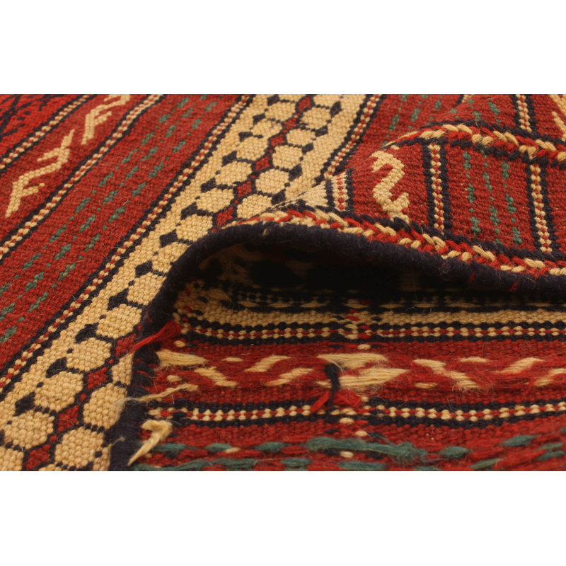 Tapis décoratif en laine de conception unique noué à la main new age kashkoli rouge foncé/jaune 3 pi 2 po x 5 pi