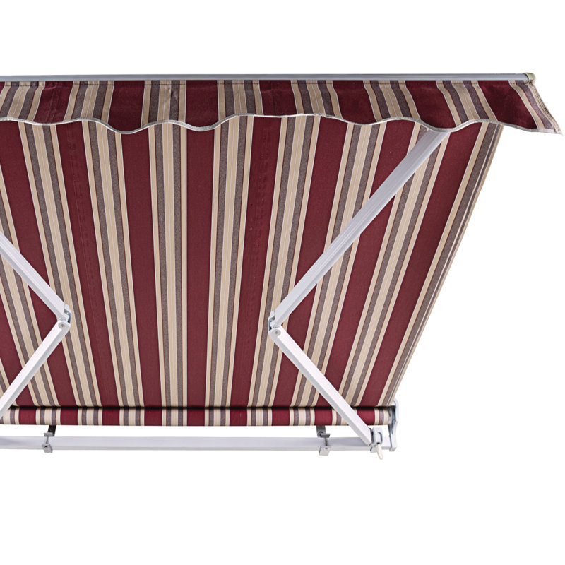 Advaning 14'x10' Motorized Patio Retractable Awning, 10.5" H x 165" W x 118" D, Brick Red/Sand Beige Stripes