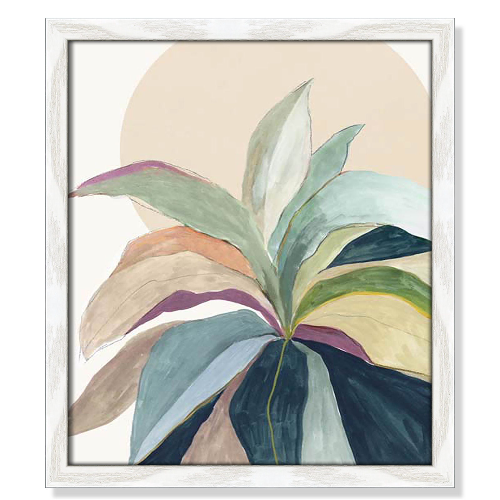 Sunny Bright Leaves II by Asia Jensen, White Slim Unmatted Picture Framed, 15" H x 13" W x 0.75" D