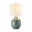 Lampe de table 19 po en céramique verte avec abat-jour tambour