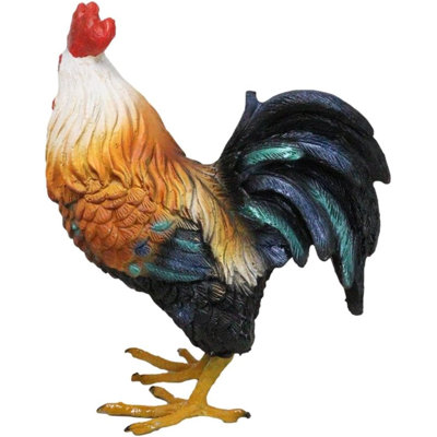 Rustic Western Country Farm White Breasted Chicken Rooster Figurine 5.25"Tall