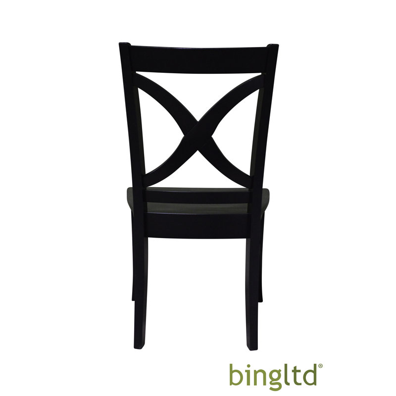 Chaise d'appoint en bois massif Hartenstein, Noir