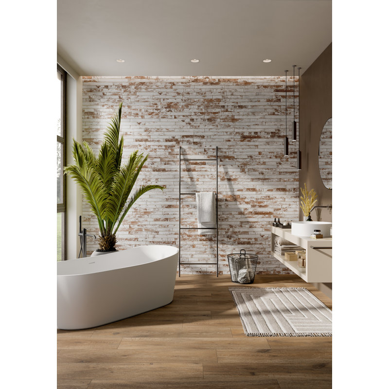 Carrelage mural en brique de porcelaine 2 po x 18 po, Blanc