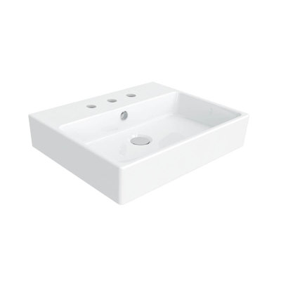 WS Bath Collections Simple 15.7'' White Ceramic Rectangular Bathroom Sink with Overflow