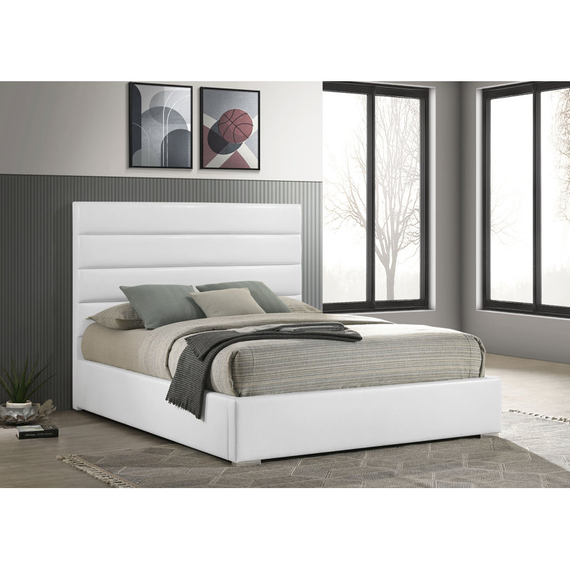 Bzenec 53-inch Upholstered Eastern King Platform Bed White, King