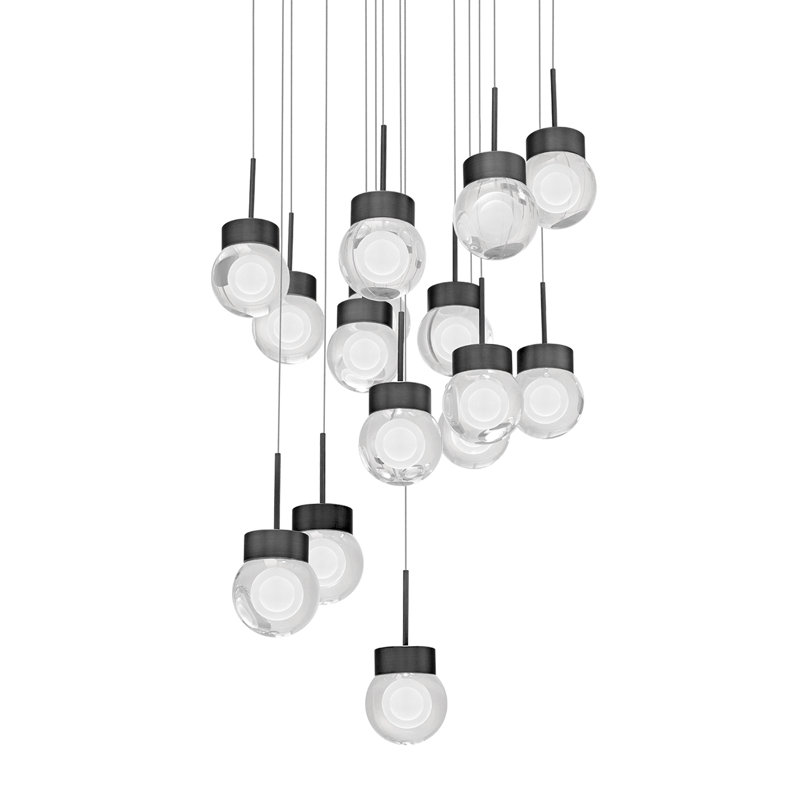 Double Bubble LED Multi-Light Pendant, 1.5" H x 23" W x 23" D, Black, 15