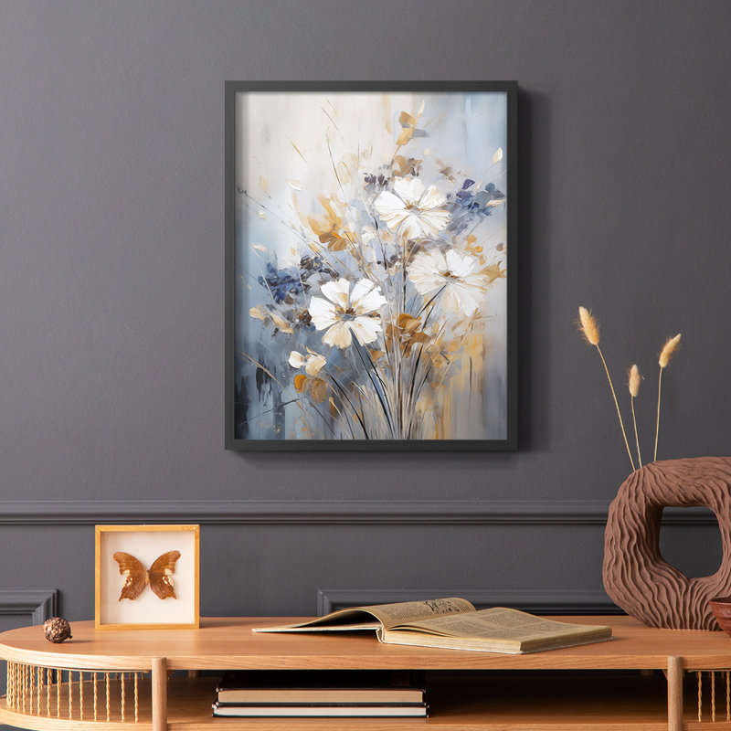 FLORAL Series CCCCL III - Impression encadrée de qualité supérieure - Prêt à être accroché - Aucun clou requis, Noir