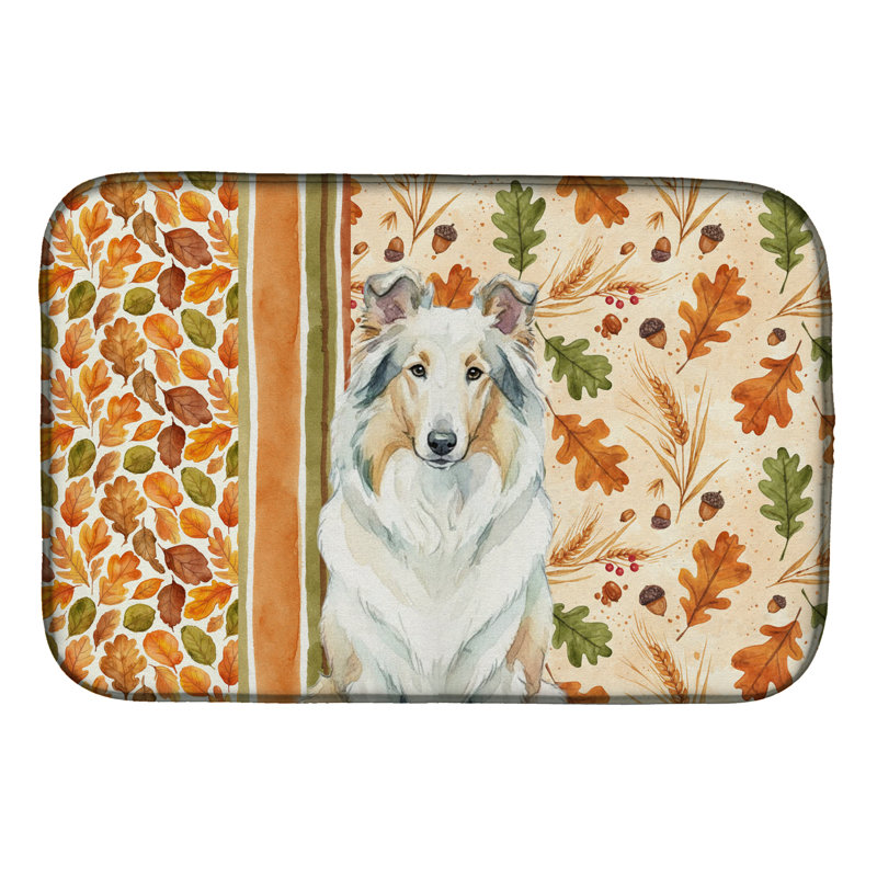 White Collie Heirloom Fall Dish Drying Mat
