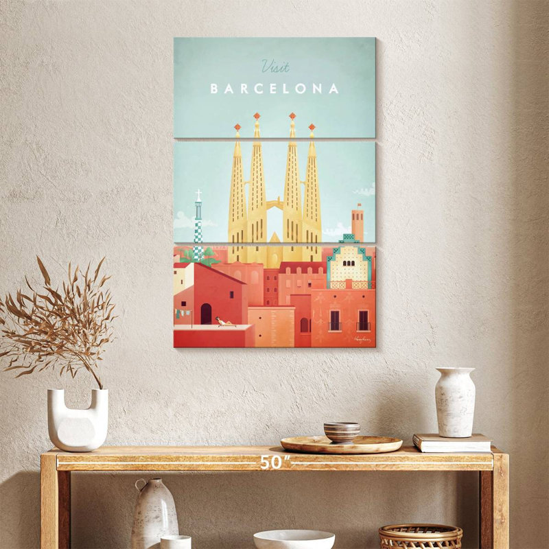 Affiche de voyage rétro Nicci Barcelona, H 38 po x l 24 po
