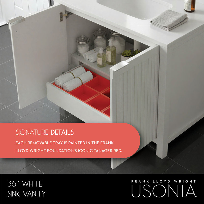 Through Lines 36" Single Bathroom Vanity, White