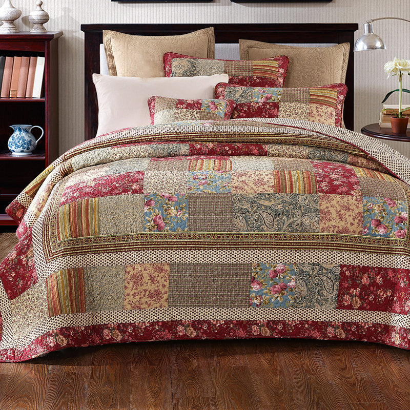 Farmhouse / Country Cotton Quilted Quilt, Cal. King Quilt + 2 Shams