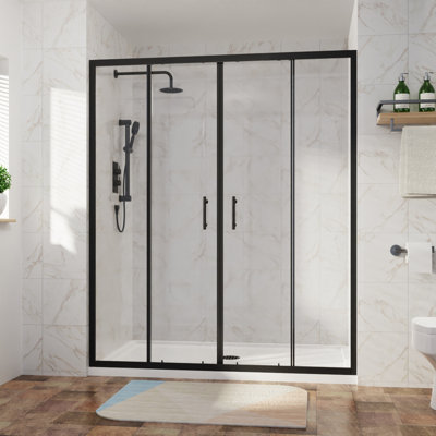 Crossreagh 162.5cm W x 1900mm H Double Sliding Framed Shower Door with Clear Glass