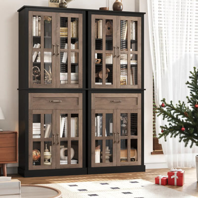 Aviva 70.9'' Kitchen Pantry with Glass Doors, Adjustable Shelf