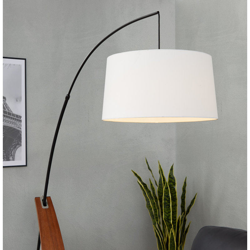 Lampe sur pied arquée 74 po Demariana, Noyer, Blanc, Oui