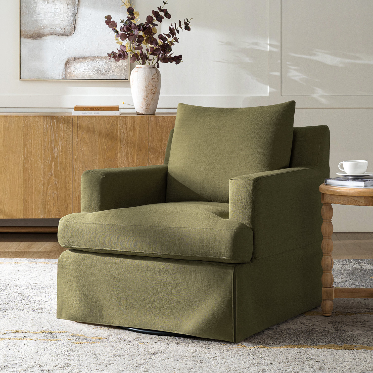 Lucie Swivel Armchair, Moss