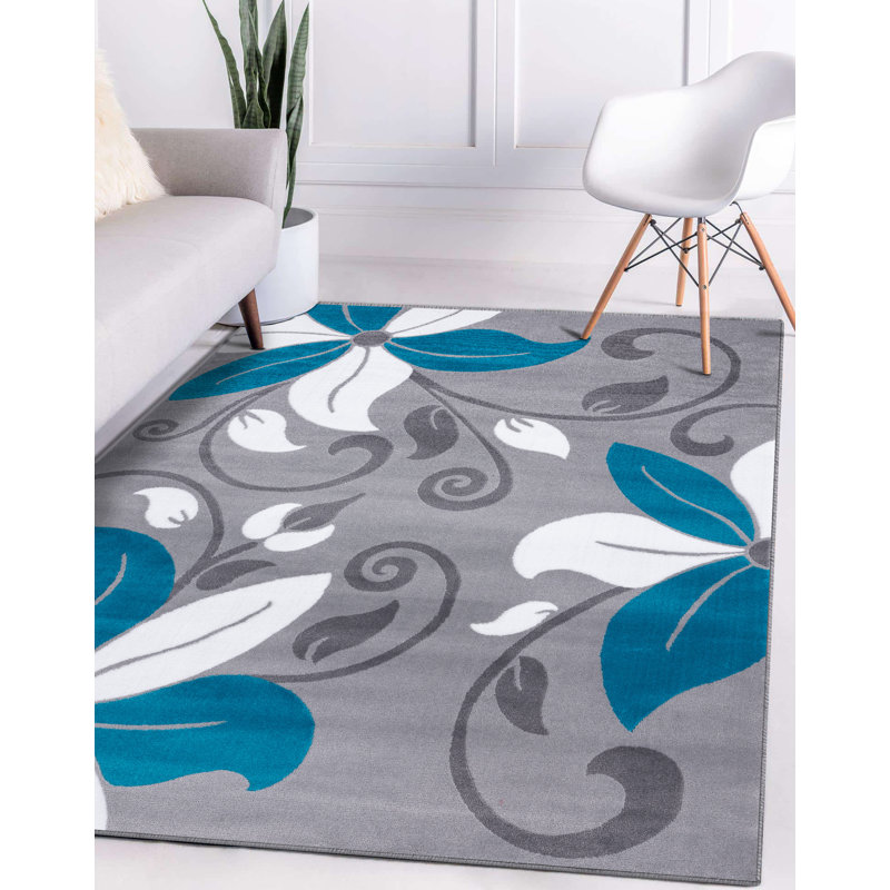 Tapis turquoise Aiyah, Rectangle 8 pi x 10 pi