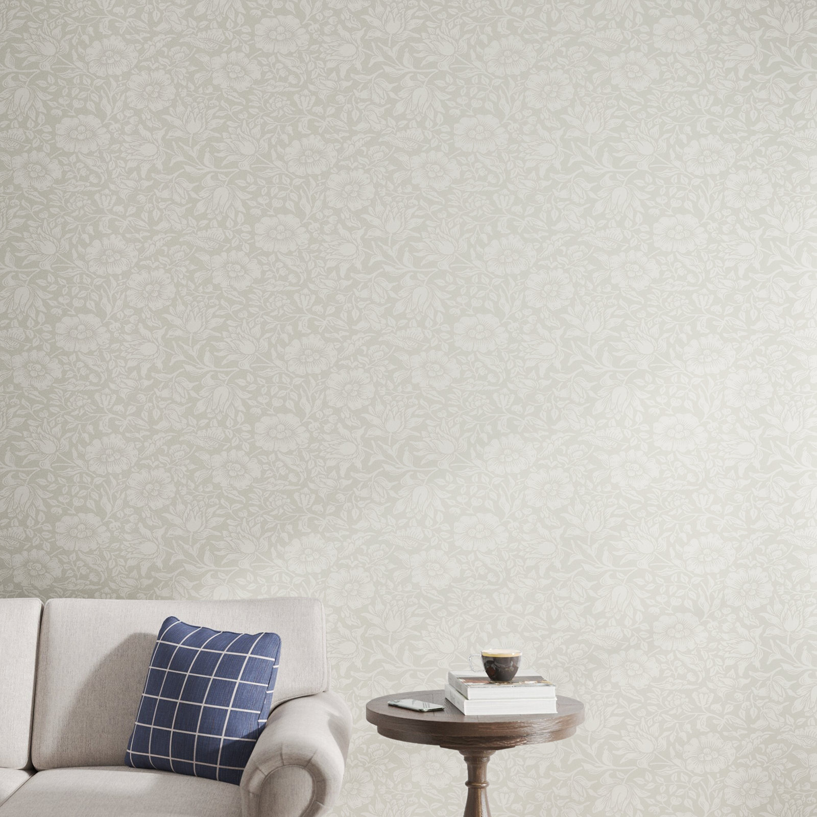 Mallow Floral Wallpaper, Dove
