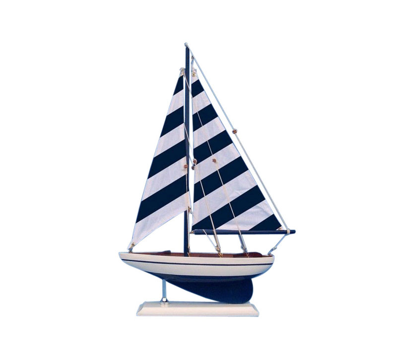 Voilier miniature Parunag, H 17 po x l 12 po x P 2,5 po, Bleu