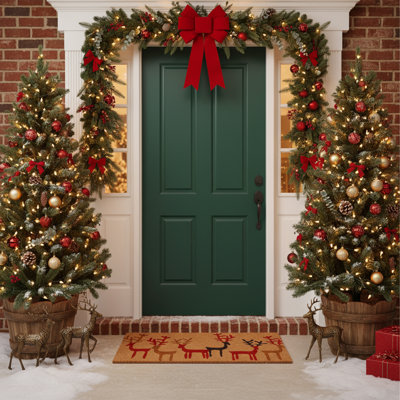 Tapis d'extérieur antidérapant Loyola Hartfield Christmas Deer 29 po x 17 po